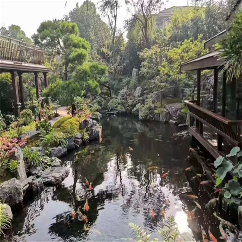 海南藏族庭院小型鱼池假山图片